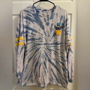 BoxLunch Disney Our Universe Stitch Ohana blue tie dye spirit long sleeve shirt